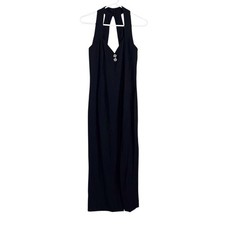 Gunne Sax Jessica McClintock VTG Black Halter Gown Formal Evening Y2K Prom 9/10