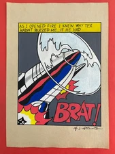 Roy Lichtenstein (Handmade) Drawing On Old Paper signed and stamped