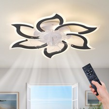 33'' Ceiling Fan with Light Modern LED Flower Flush Mount Remote APP Control Kit