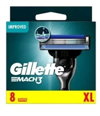 GILLETTE MACH 3 RASIERKLINGEN (8 PATRONEN PACKUNG) BRANDNEU & VERSIEGELT 100% ORIGINAL