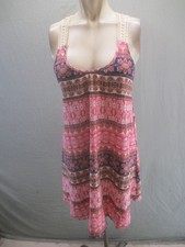 Lush Size S Womens Multicolor Lace Racerback Round Neck Casual Sundress 316