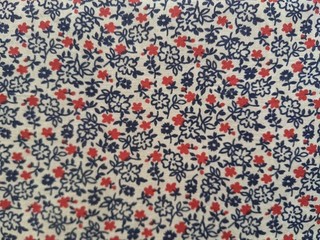 Vintage 1930s/1940s Blue Red Microfloral Cotton Floursack Feedsack Pieces