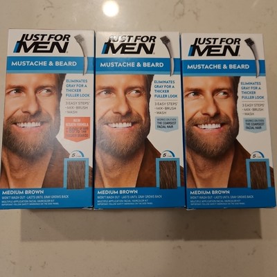 Just For Men Easy Brush-in Color For Mustache & Beard M-35 Medium Brown X3