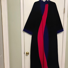 Vintage Vanity Fair Women s Colorblock Dacron Fleece Zip Collared Robe Black L