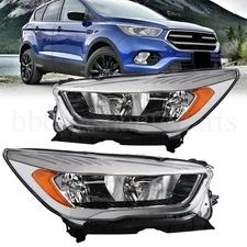 For 2017-2019 Ford Escape Halogen Headlights Headlamps W/O LED DRL LH+RH Pair