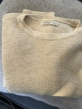 Stradivarius ribbed knit crewneck sweater in a light beige or oatmeal color XS