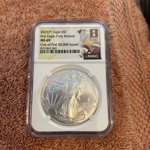 2025(P) Silver Eagle First Eagle Privy NGC 69 One Of First 50,000 Issued