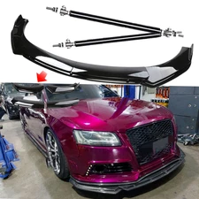 Front Bumper Lip Body Kit Spoiler Splitter Glossy Black For Audi A3 A4 A5 A6
