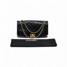 Chanel Pagoda Accordion Flap Bag Quilted Patent Leather Black - Preloved