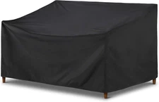 SunPatio Outdoor Loveseat Cover Waterproof, Patio Deep Sofa with Black 