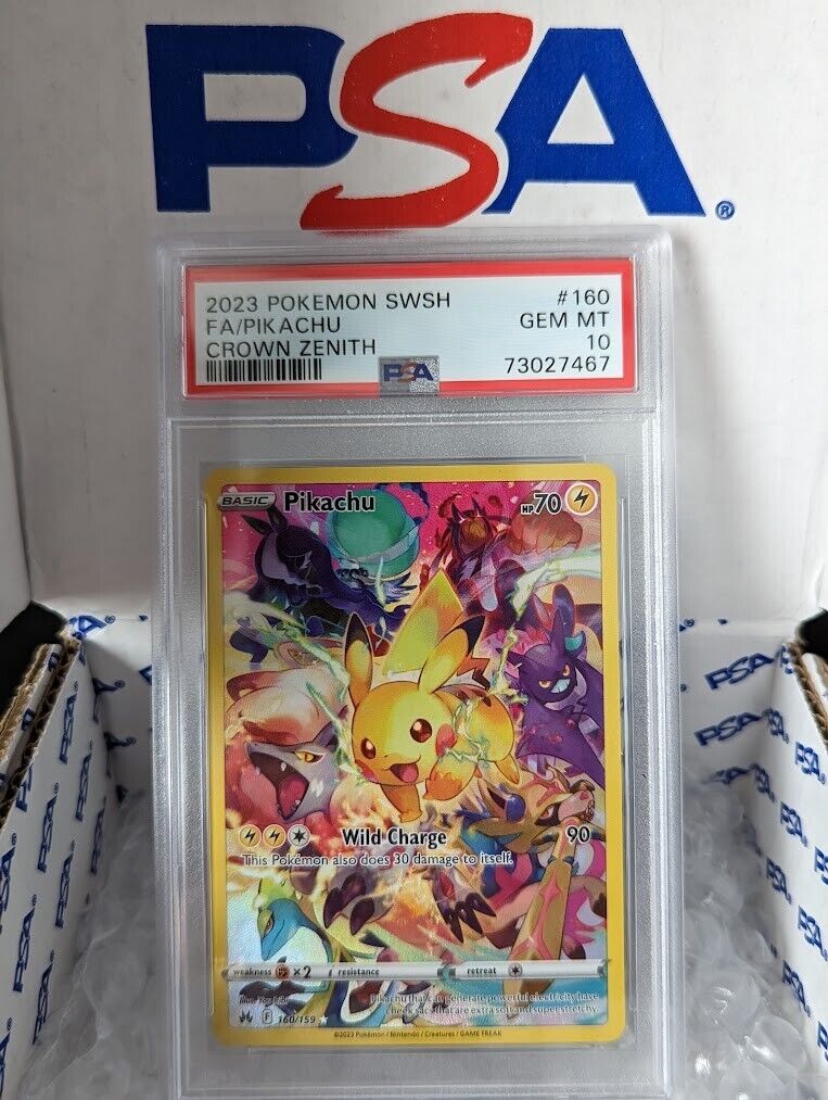 Pokemon PSA 10 Pikachu 160/159 Crown Zenith Full Art Secret Pokemon PSA 10 Pikachu 160/159 Crown Zenith Full Art Secret