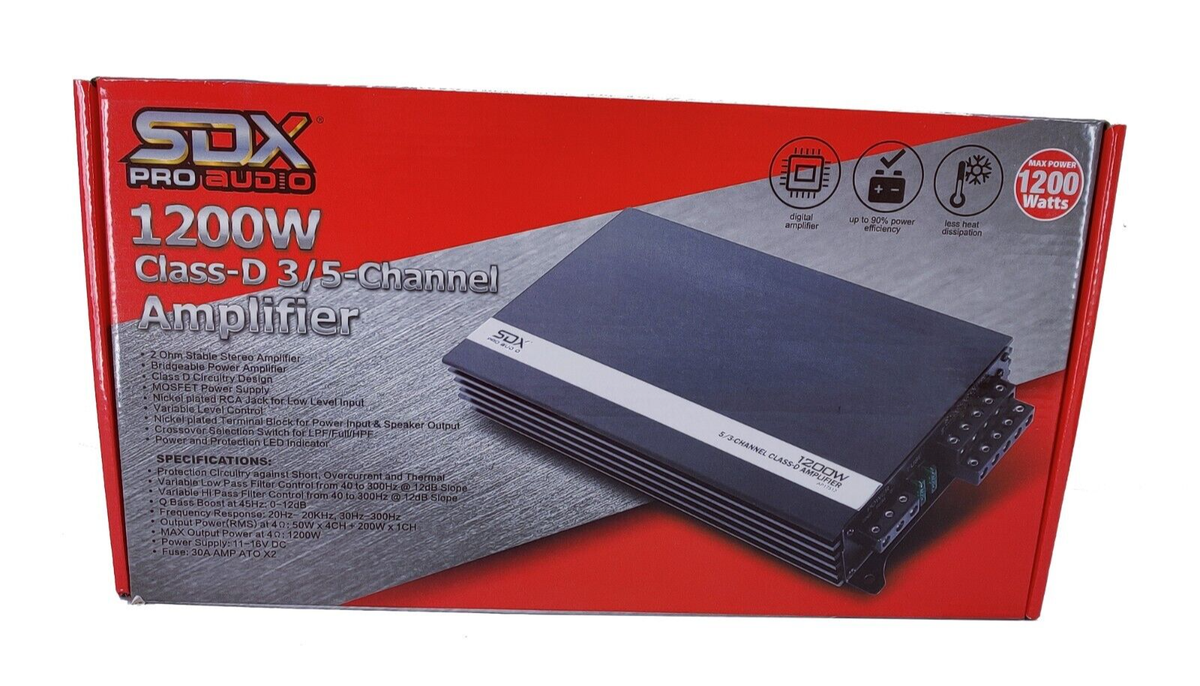 SDX Audio 5-Channel / 3-Channel 1200W Class-D Digital MOSFET Car