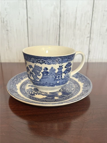 Blue Willow Tea Cup And Saucer Johnson Brothers Made In England