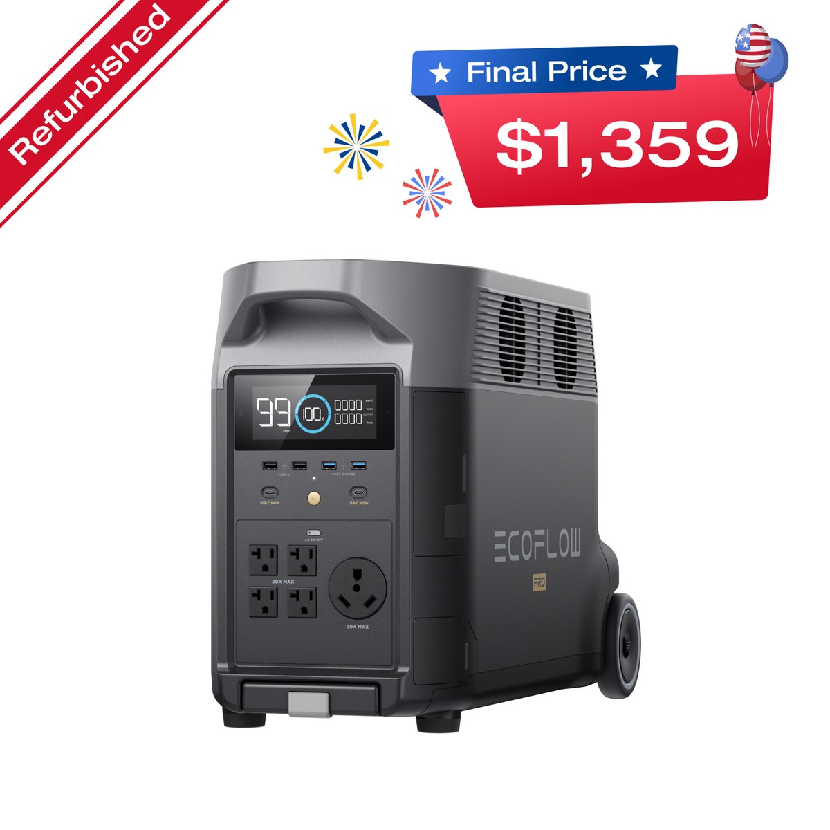 EcoFlow DELTA Pro 3600Wh Power Station Generator Certified 