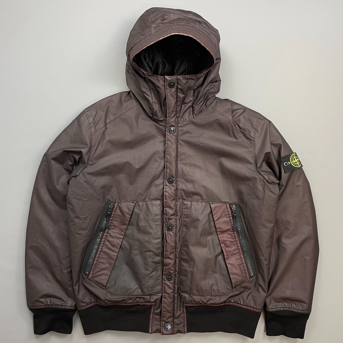 STONE  Mussola Gommata（バーガンディ） Stone Island Burgundy AW13 Quilted Mussola Gommata Hooded