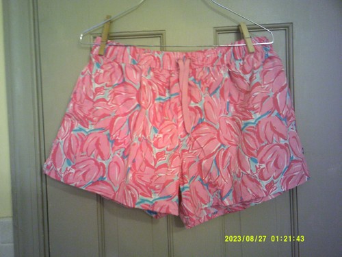 Ladies Lauren James Brand Mini Shorts, Size M, Pink Print, Elastic Waist. - Picture 2 of 2