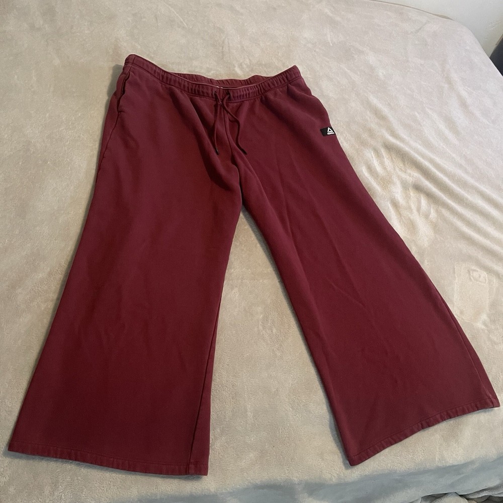 Reebok Sweatpants Men 3XL Burgundy Workout Wide Leg Exercise Running Athletic