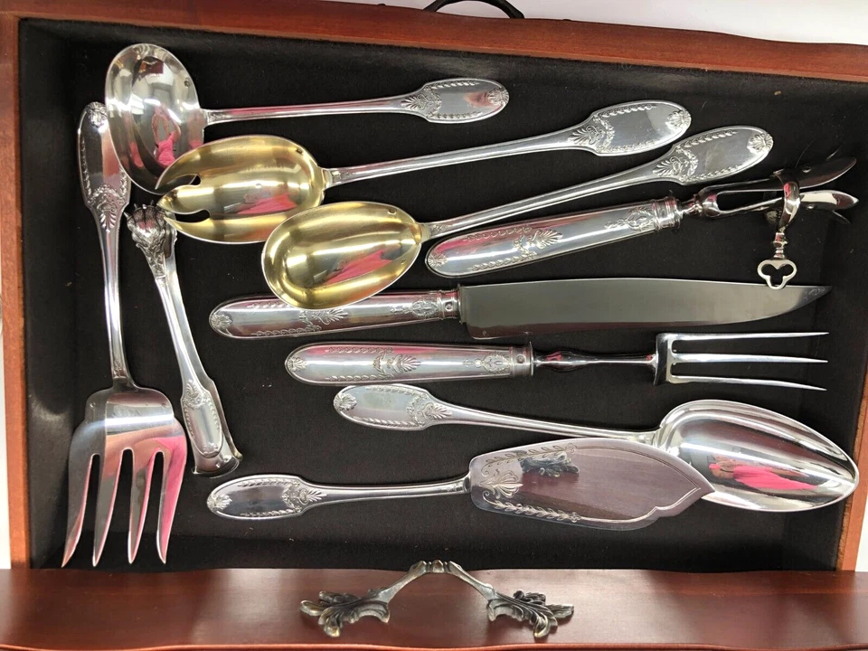 Empire by Olier & Caron Plata de Ley 119 piezas servicio para 12, con cofre Foto 4 de 4