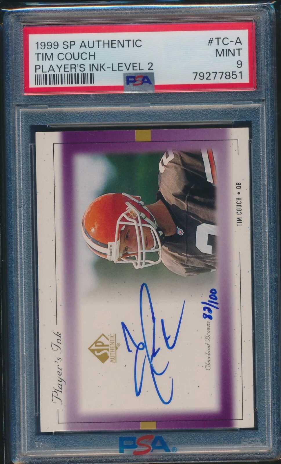 Tim Couch SP Authentic Player's Ink #TCA Level 2