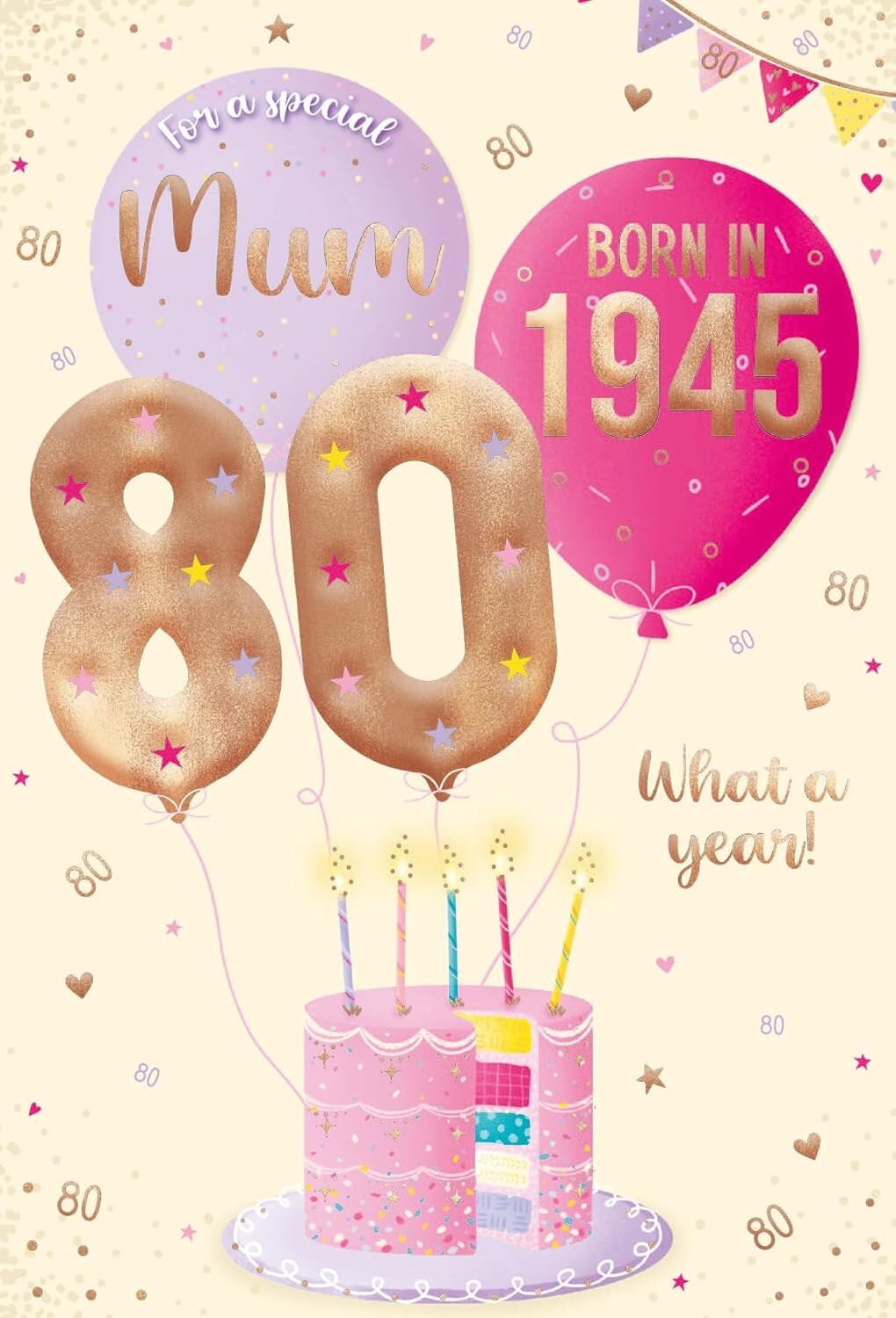 MUM 80th BIRTHDAY CARD~ BORN IN 1945 ~ FUN FACTS & FIGURES FROM 1945