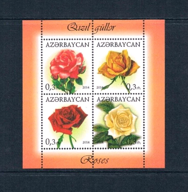 $4.00 Scott Value - 2014 AZERBAIJAN Roses s/s Flowers Varieties MNH NH UMM - Image 3 of 4