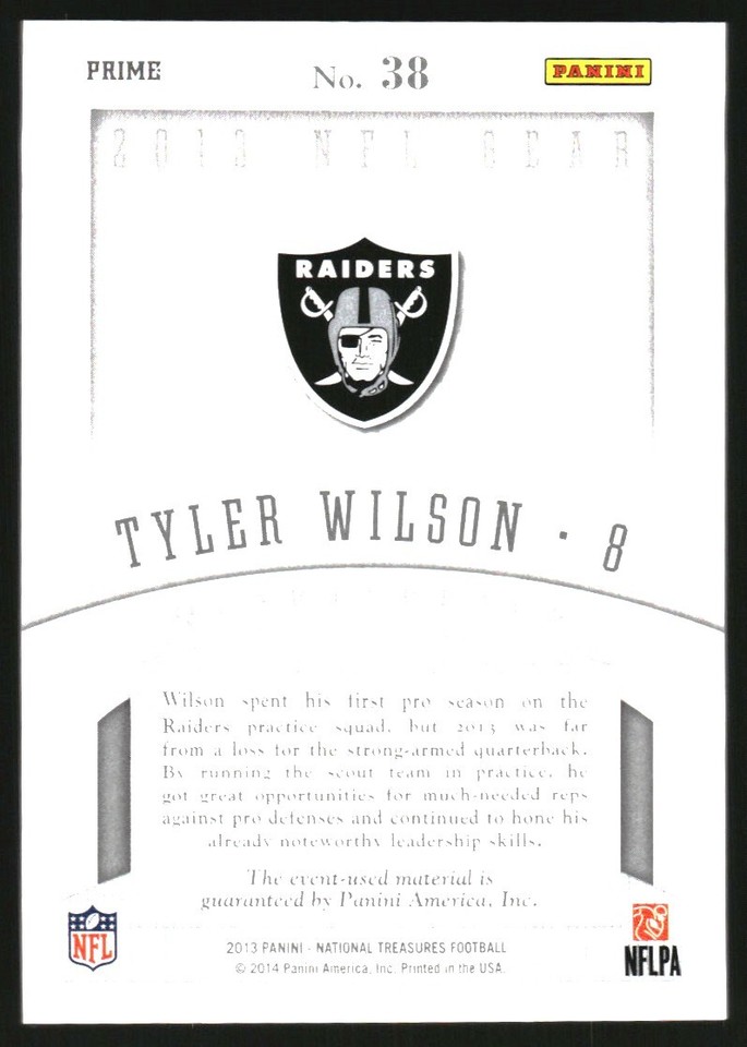 2013 Panini National Treasures NFL Gear Triple Prime 38 Tyler Wilson