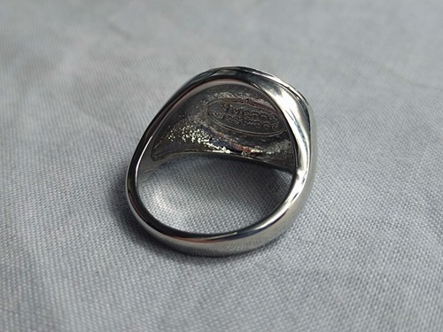 Vivienne Westwood Silver with Yellow Enamel Plaque Orb Ring UK Size N - Picture 3 of 5