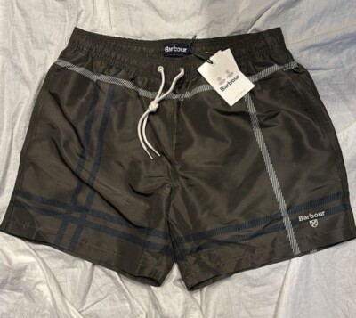 Barbour Men's Swim Shorts Green Navy Blue $90 New