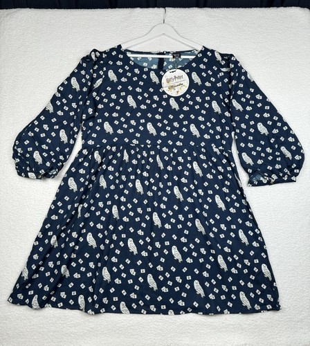 NEU - Harry Potter x Cakeworthy Hedwig Eule Kleid blau Puffärmel - Damen XXL