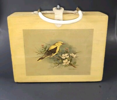 Vintage 1960s Wooden Purse W Handle & Clasp  Basil Ede Golden Oriole Brief Case