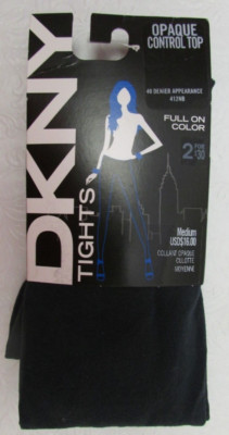 DKNY Opaque Control Top Tights Size Medium Royal Navy 40 Denier