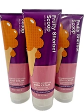 Bath & Body Works LOT 3 Fruity Sherbet Scoop Body Cream Lotion 8 oz Orange 3 PK