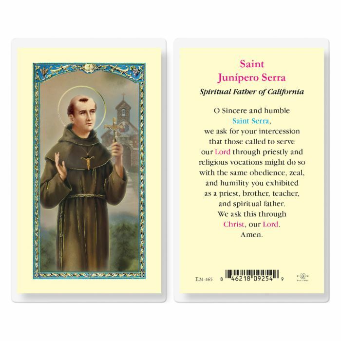 Saint Junipero Serra with prayer to Junipero Serra