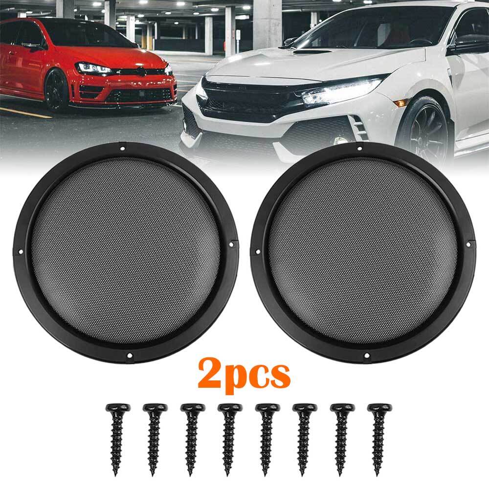 2pcs 8" Black Car Speaker Cover Steel Mesh Sub Woofer Subwoofer Grill