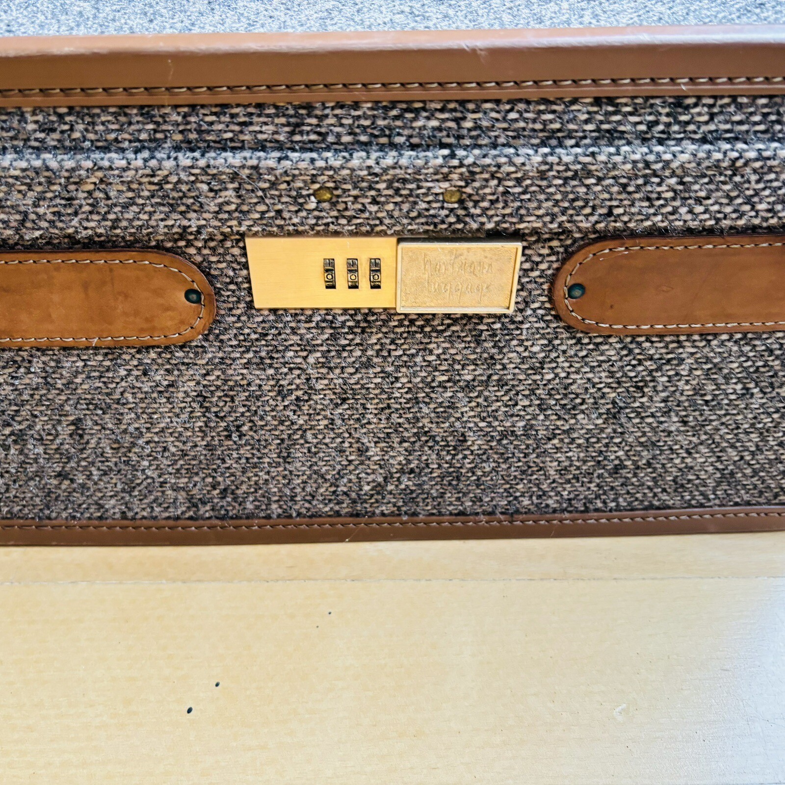 Vintage Hartmann Luggage Tweed Brown Leather Set Of 5 Pieces Suitcase