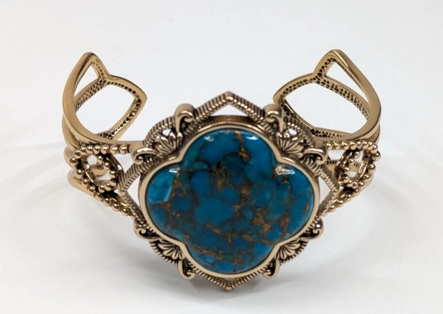 Brazalete Barse Tailandia "SANIBEL" Turquesa con Bronce Infundido Calado Foto 2 de 4