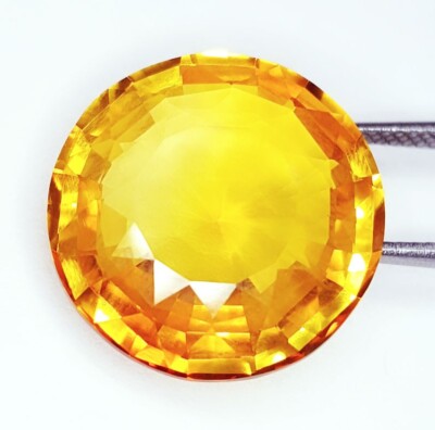 Loose Gemstone Natural Yellow Sapphire Certified 20+ Ct Ceylon Round Cut A374
