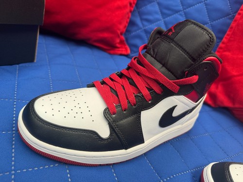 Nike Air Jordan 1 MID, White/Gym Red-Black UK 8 EUR 42.5 (BRAND NEW) (BOXED) - Picture 8 of 22
