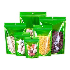 50/100/500 Green Mylar Foil Clear Window Resealable Stand Up Bags Zipper Pouch
