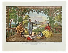 Vintage 1952 Currier & Ives  "Home From The Brook "  Art Print