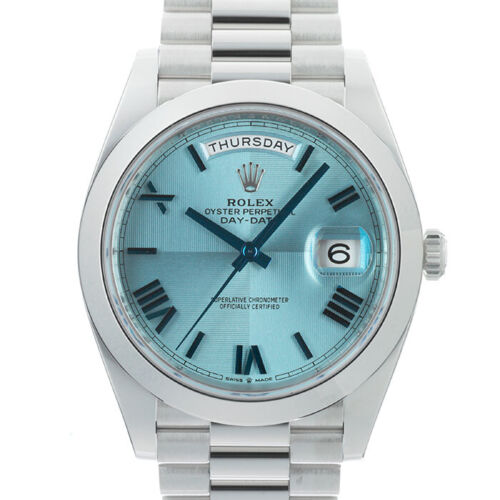 ROLEX Day Date 40mm 228206 Ice Blue Dial Platinum Box/Paper - Picture 1 of 15