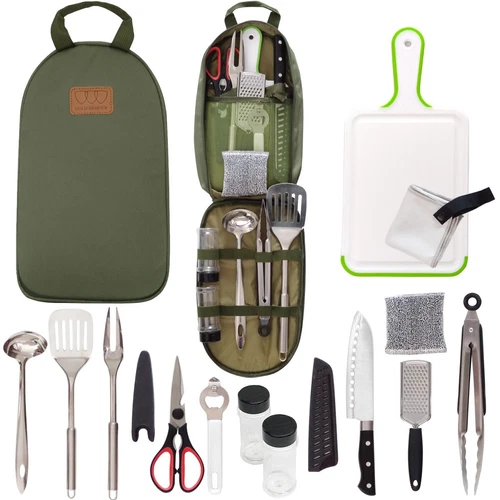 13-Piece Camp Utensil Set Portable BBQ Kitchen Cooking Compact Gear Cookwear