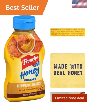 Smooth Honey Mustard Dipping Sauce - 8 x 12 oz, Perfect for Dipping & Snacking