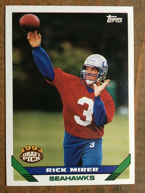 1993 TOPPS 285 RICK MIRER SEATTLE SEAHAWKS NOTRE DAME ROOKIE CARD 1993 TOPPS 285 RICK MIRER SEATTLE SEAHAWKS NOTRE DAME ROOKIE CARD