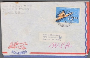 MayfairStamps Uruguay 1964 Olympics Montevideo to Seattle WA Air Mail Cover cca_