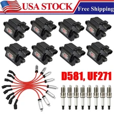 8* Ignition Coil + Spark Plug + Wire set For Chevy GMC 4.8L 5.3L 6.0L UF271 D581