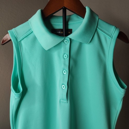 Loudmouth Golf Womens Tank Top Size M Teal Sleeveless button activewear - Picture 3 of 8