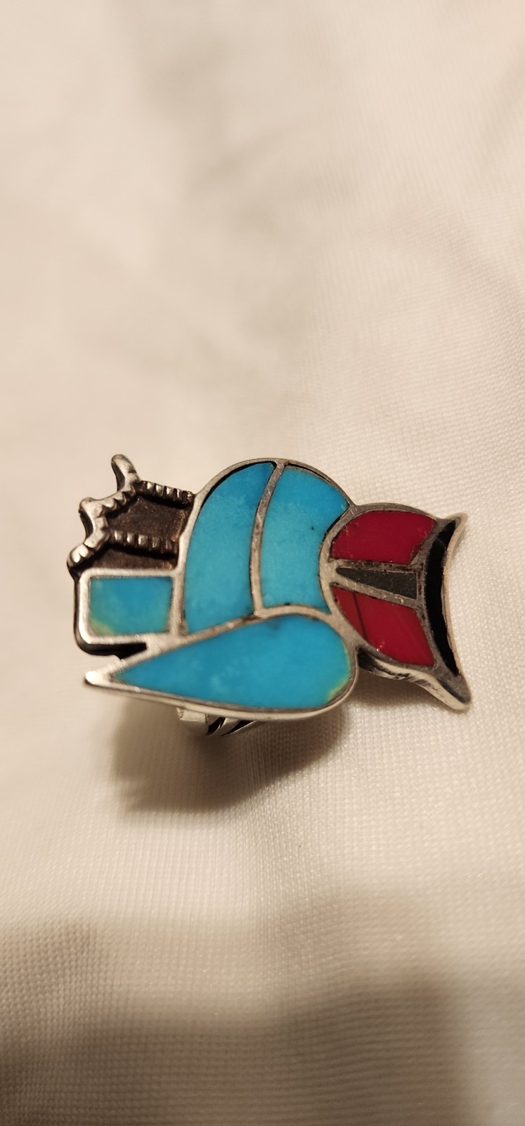 Solid .925 Silver Native Style Owl Ring Turquoise… - image 3