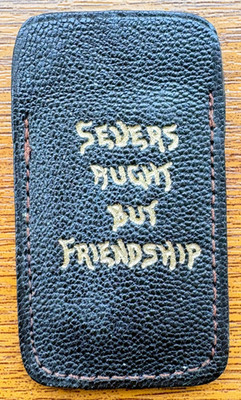 Antike Leder Scherenscheide Severs Aught But Friendship Nähen Motto Etui