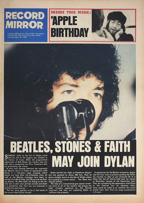 RECORD MIRROR 30 AUG 1969 BOB DYLAN FRONT COVER . BEATLES JANE BIRKIN KEITH MOON